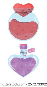 Love potion icons on white background. Concept for fantasy games, Valentine's day, romance, love.