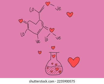 Love potion illustration isolated on pink background. for valentine's day poster.