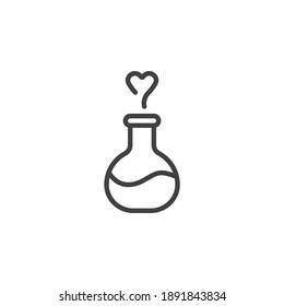 Love potion line icon. linear style sign for mobile concept and web design. Love elixir with heart outline vector icon. Symbol, logo illustration. Vector graphics