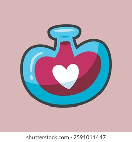 love potion with outline flat vector design.