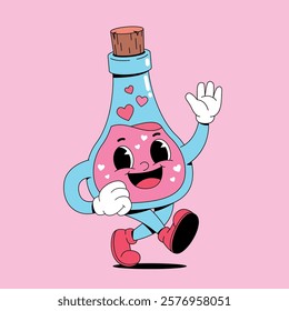 Love potion retro cartoon mascot