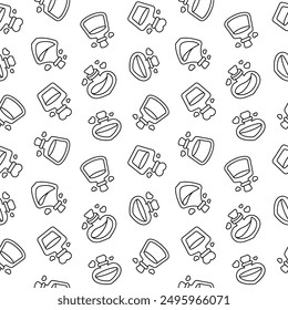Love potion. Seamless pattern. Coloring Page. Stoppered glass bulb with heart. Aphrodisiac flask. Valentine's day. Hand drawn style. Vector drawing. Design ornaments.