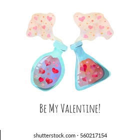 Love potion. St. Valentine's day card template. 
