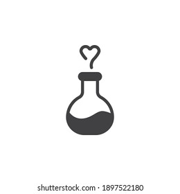 Love potion vector icon. filled flat sign for mobile concept and web design. Love elixir with heart glyph icon. Symbol, logo illustration. Vector graphics