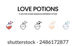 LOVE POTIONS icons set vector illustration. vector stock