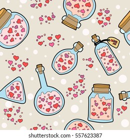 Love potions. Seamless pattern.