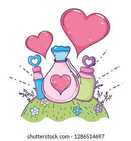 love powder potion bag and bottles
