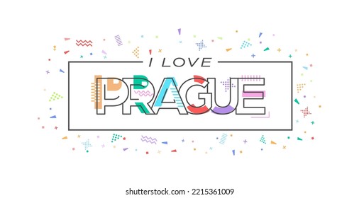 Amo Praga. Grabación vectorial para postales, afiches, afiches y pancartas. Diseño plano
