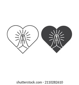 Love praying concept, pray with heart. Vector icon template