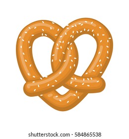 Love pretzel. snack heart. Food lover sign. Traditional German meal
