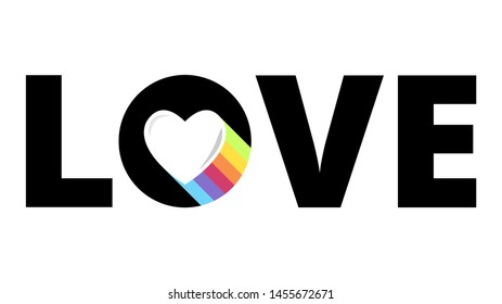 Love Pride rainbow text symbol. Pride month celebration isolated on transparent background.