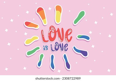 Love is Love Pride Vector, Pride Vector Design, Love is Love Design with LGBTQ Colors Background, Gender Diversity
