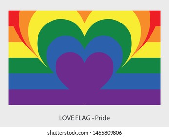 I Love Pride, Vector Flag With Heart Sign Symbolizing Love For The Pride Movement