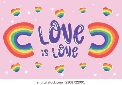 El amor es el vector del orgullo del amor, diseño del vector del orgullo LGBTQ, diseño con antecedentes de colores LGBTQ, diversidad de género