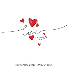 Love Print, Hand drawn Red Heart Love vector