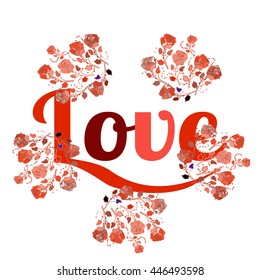 Love Print. Hand drawn typography poster. For greeting cards, Valentine day, wedding, posters, prints or home decorations.Vector illustration