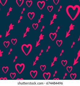 Love Print Seamless texture with hearts and arrows vector. Valentine s day background with hearts-and-arrows.