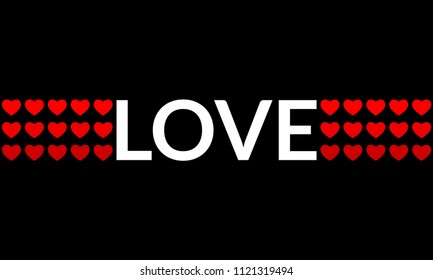 Love print. Typography design for t-shirt and apparels graphic. Love banner with hearts. Vector illustration.