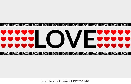 Love print. Typography design for t-shirt and apparels graphic. Love banner with hearts. Vector illustration.