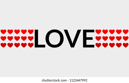 Love print. Typography design for t-shirt and apparels graphic. Love banner with hearts. Vector illustration.