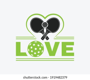 Love Printable Vector Illustration. Pickleball SVG. Great for badge t-shirt and postcard designs. Vector graphic illustration.