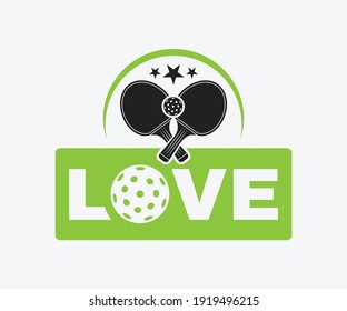 Love, Printable Vector Illustration. Pickleball SVG. Great for badge t-shirt and postcard designs. Vector graphic illustration.