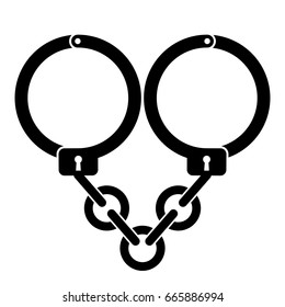 Love Is A Prison Icon BDSM Logo Handcuffs With Chains In The Shape Of Heart Manacles Icon Vector Illustration Isolated On White