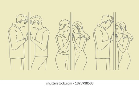 Love problems concept set. Hand drawn style vector illustrations.