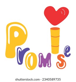 Love promise sticker in flat style 