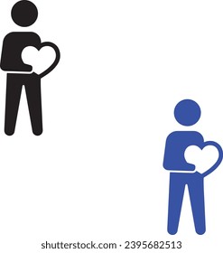 Love proposal icon in blue, black colour . eps
