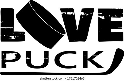 Love puck hockey design with stick