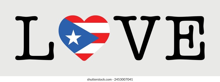 I Love Puerto Rico flag heart icon vector illustration