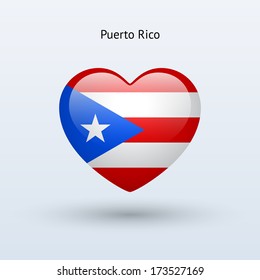 El símbolo de amor de Puerto Rico. Icono de bandera del corazón. Ilustración vectorial.