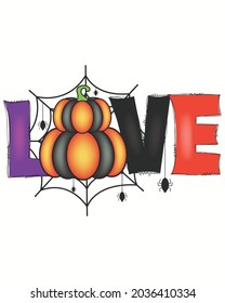 Love Pumpkin Happy Halloween Vector illustration. Happy Halloween Background