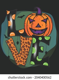 Love Pumpkin Happy Halloween Vector illustration. Happy Halloween Background Vector illustration