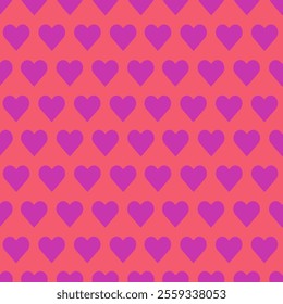 Love Purple heart seamless pattern. Cute Simple romantic Geometric hearts background. Valentine's day holiday texture for wrapping paper, packaging, wallpaper, scrapbooking
