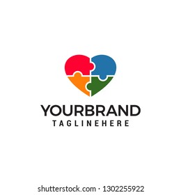 love puzzle design logo design vector template