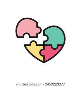 Ilustración vectorial del icono del rompecabezas del amor
