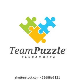 Love Puzzle logo design vector template, Vector label of puzzle, illustration, Creative icon, design concept