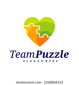 Love Puzzle logo design vector template, Vector label of puzzle, illustration, Creative icon, design concept