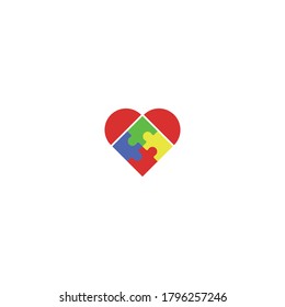Love Puzzle Logo. Simple love shape with puzzle pieces inside.
