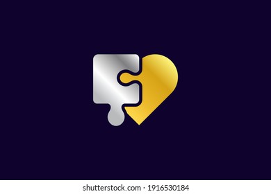 love puzzle logo template design