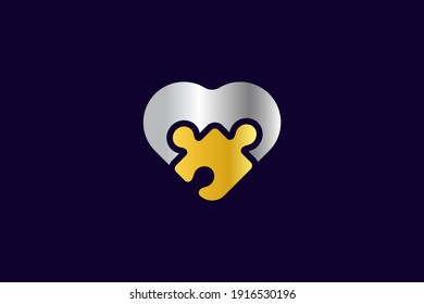 love puzzle logo template design