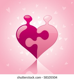 Love Puzzle on pink color background.