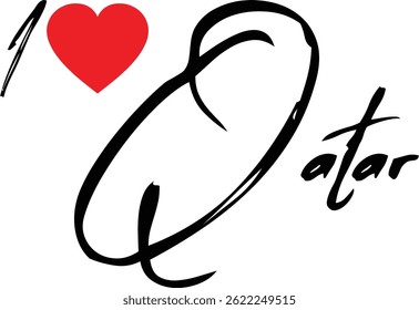 J'Aime Qatar Nom Country En Grunge Typographie De Texte