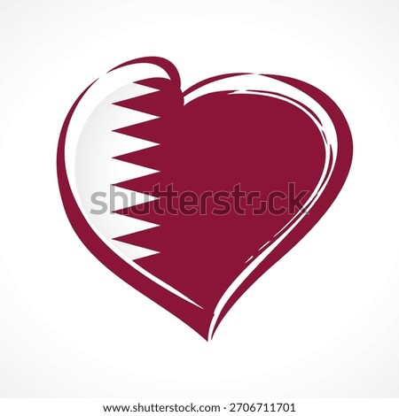 Love Qatar emblem colored. The flag of Qatar in heart shape of the National Day holiday. Vector illustration