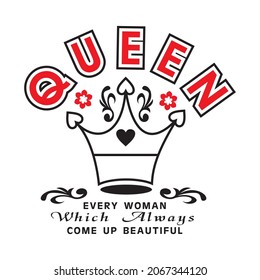 love queen vector illustration - editable - for girl shirt