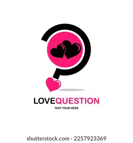 Liebe Frage Logo, Vektordesign. Geeignet für Geschäfts-, Romantik- und Fragezeichen