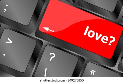 love with question sign button word on keyboard keys