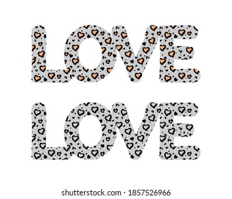 Love quote with heart decotation. Word love symbol. Trendy vector illustration for t shirt print, crafting, stamp, valentines greeting card, web design.